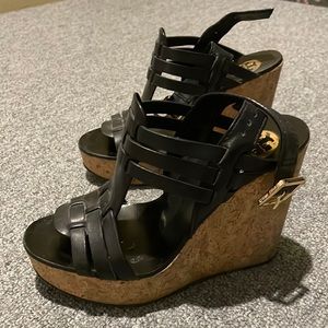 Tory Burch wedge sandals size 6 black
